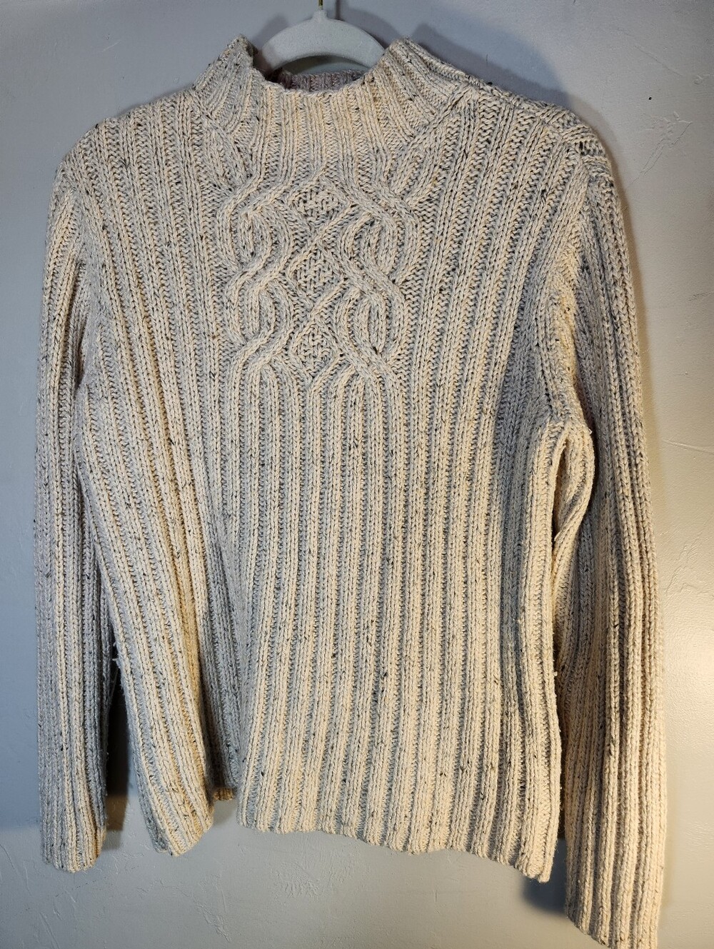 Casual Corner Cream Cable-Pattern Turtleneck Sweater